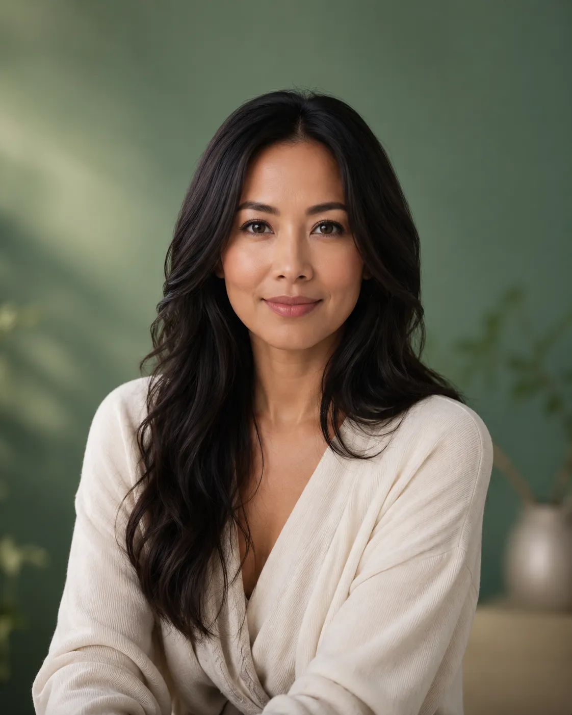 Mira Sol in a serene wellness creator scene with clean natural styling.